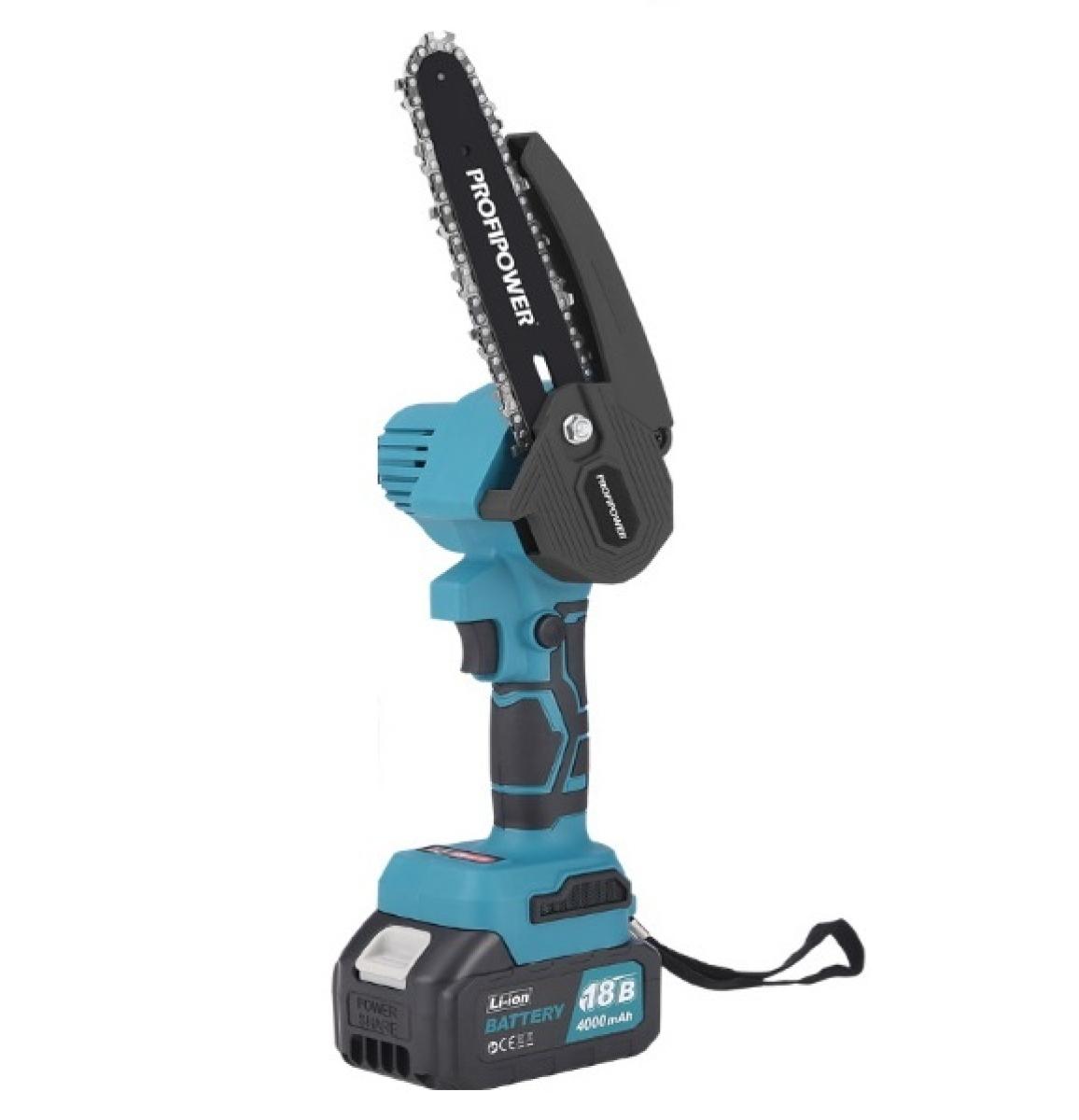 Цепная пила ProfiPower MKGST-18V (Li-ion-1шт, 4.0Ач,15см, 6",0-4500 об/мин,шина, цепь, З/У)