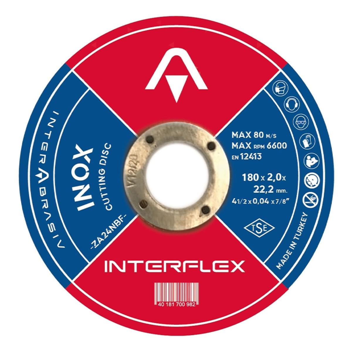 Круг отрезной по нержавеющей стали (Inox) INTERFLEX 180x2,0x22 ,23