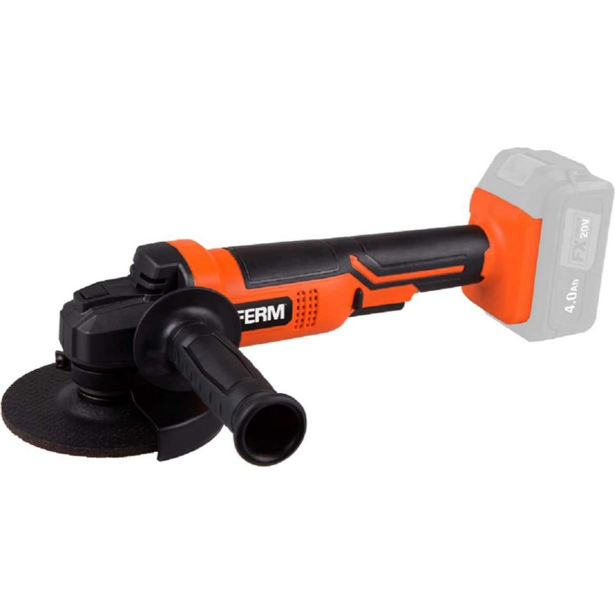 Аккумуляторная углошлифмашина Ferm AGM1131 Li-Ion 20 В Solo (без акк. батареи и Зу), 20В