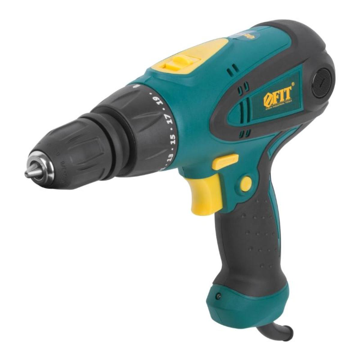 Электрическая дрель-шуруповерт FIT 280 Вт; 0-350/1100 об/мин; БзП 10 мм; резкий наклон; 25 Нм 80017