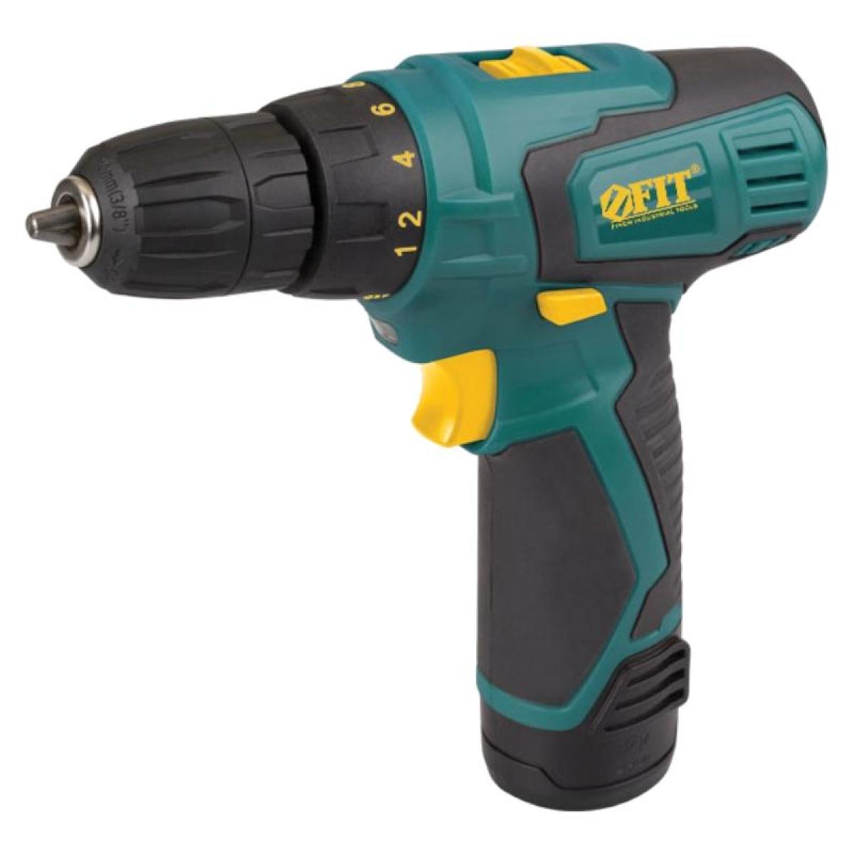Дрель-шуруповерт аккумуляторная FIT 12 В; 0-350/1100 об/мин; 20 Нм; 1 (Li-Ion) 1,3 Ач; 1 ч. 80180
