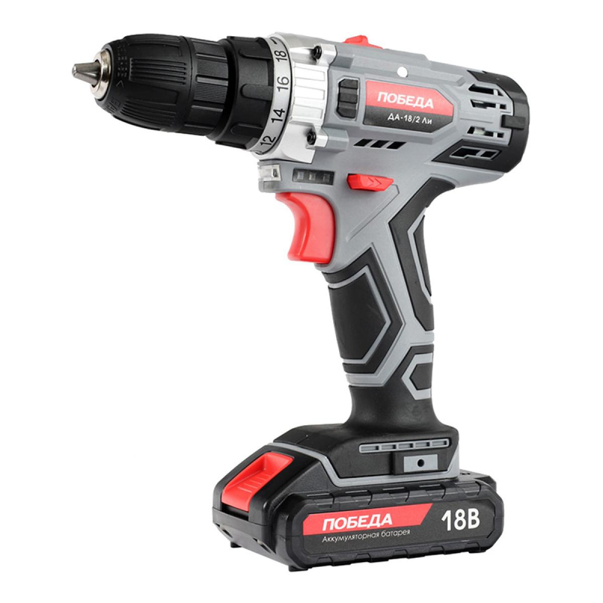 Дрель-шуруповерт аккумуляторная ПОБЕДА ДА-18/2 Ли (кейс)