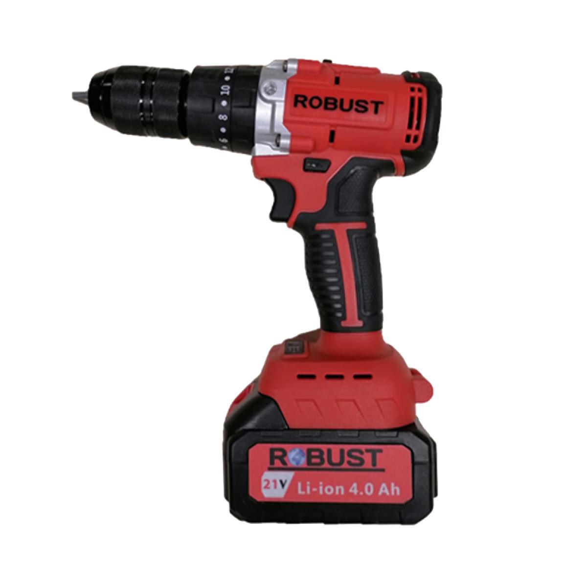 Дрель-шуруповерт аккумуляторная Robust 21В 2.0Ач 65Нм Li-ion 1,9 кг RB18013H