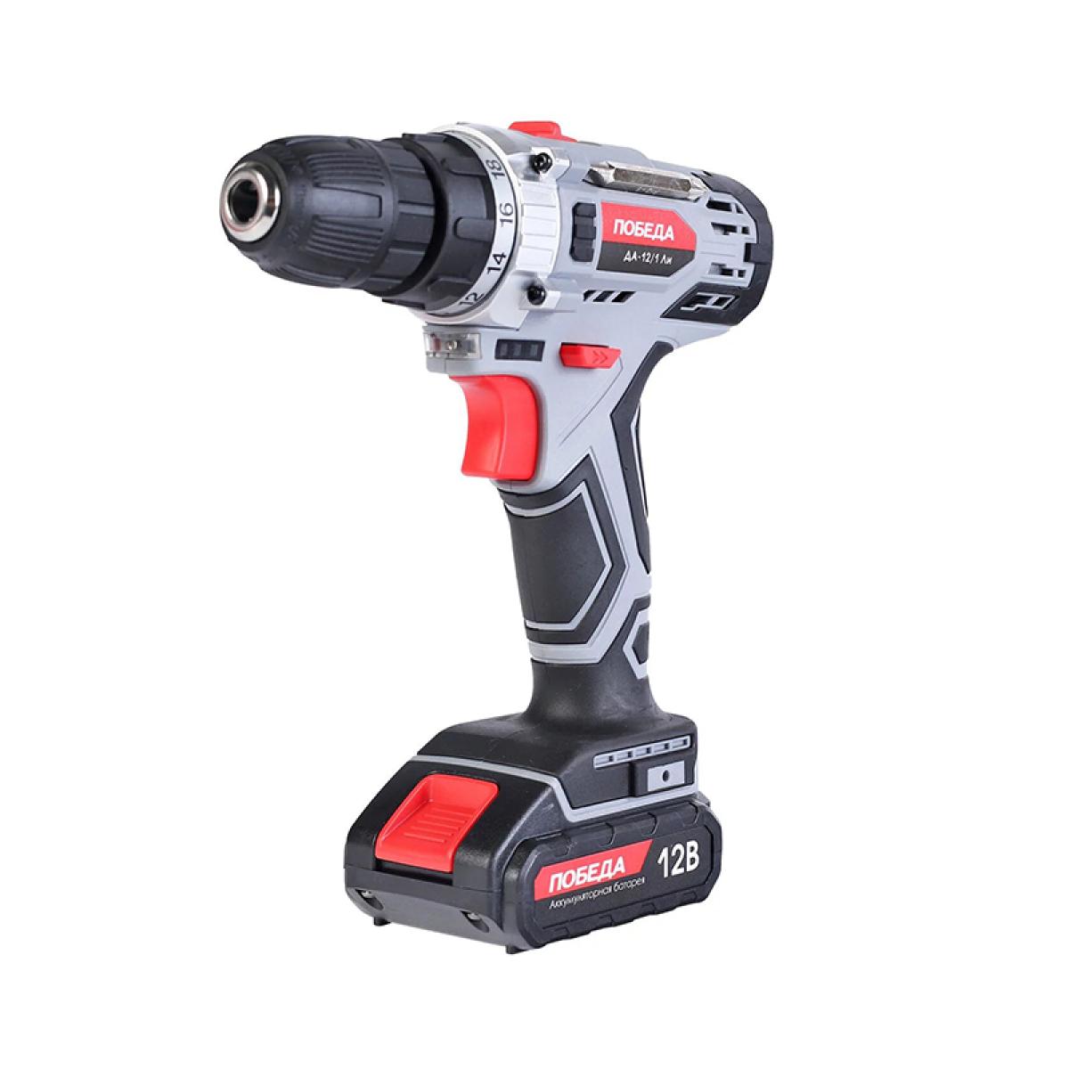 Дрель-шуруповерт аккумуляторная ПОБЕДА ДА-12/1Ли (цветная коробка)