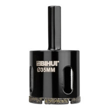 Коронка алмазная по стеклу и керамике BIHUI гальваническая 35 мм DBW35