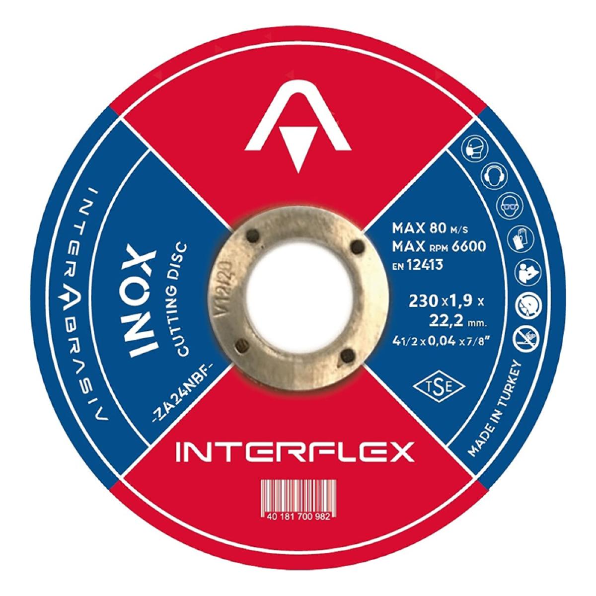 Круг отрезной по нержавеющей стали (Inox) INTERFLEX 230x1,9x22 ,23