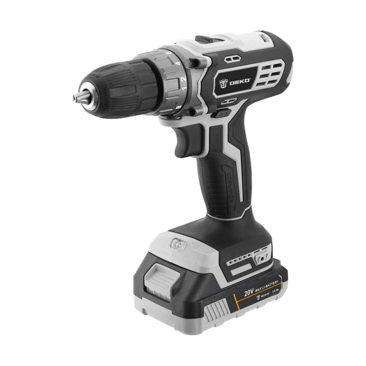 Дрель-шуруповерт аккумуляторная DEKO DKCD20 Black Edition SET 3 в кейсе + набор 63 инструмента, 20В,