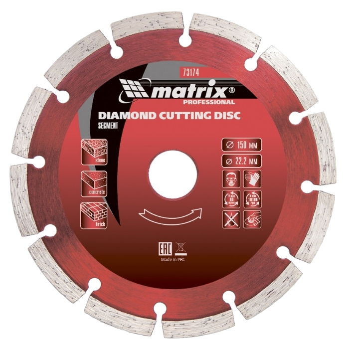 Диск алмазный отрезной сегментный MATRIX 150 х 22,2 мм, сухая резка