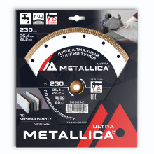 Диск алмазный ТОНКИЙ турбо METALLICA Ultra 230x25,4/22,2 мм, H=10 мм по керамограниту Диск алмазный ТОНКИЙ турбо METALLICA Ultra 230x25,4/22,2 мм, H=10 мм по керамограниту
