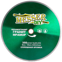 Диск алмазный сплошной Messer DIY 350 мм (керамогранит, мрамор, гранит)