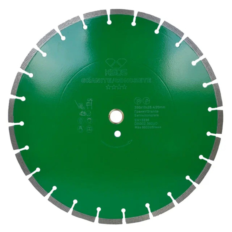 Диск алмазный KEOS GRANITE равноудаленный сегментный (гранит\бетон) 350мм/25.4/20