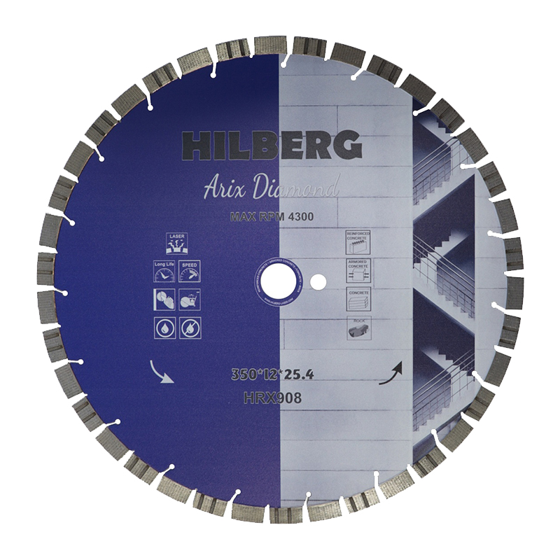 Диск алмазный сегментный-турбо Hilberg Arix Diamond 350х12х25,4 мм