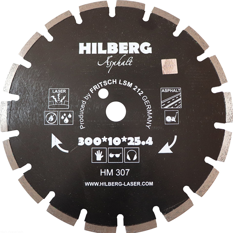 Диск алмазный Hilberg Asphalt Laser 300 мм (сегментный, с защитным зубом)