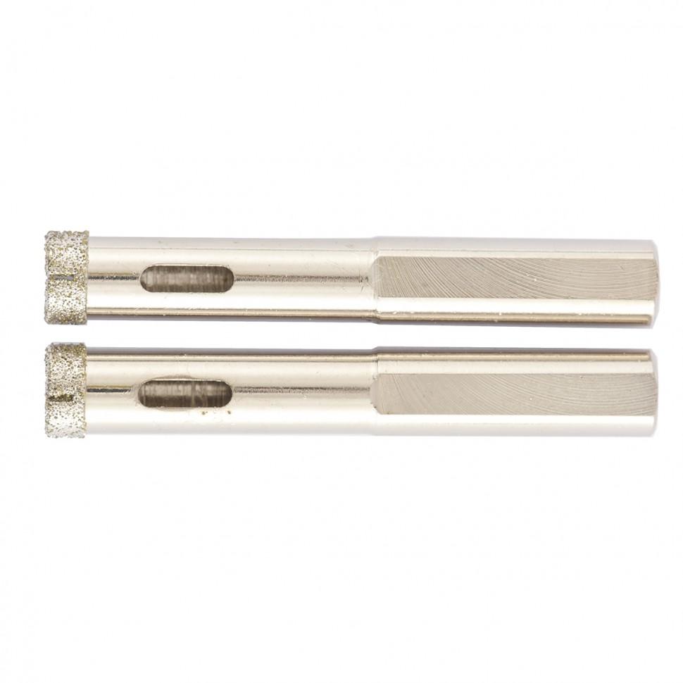 Сверло алмазное по керамограниту, 10х67 мм, трехгранный хвостовик, 2 шт Matrix