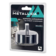 Коронка алмазная METALLICA Optima 65x55 мм, #80, по стеклу, плитке, 1 шт, в блистере