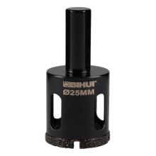 Коронка алмазная по стеклу и керамике BIHUI гальваническая 25 мм DBW25