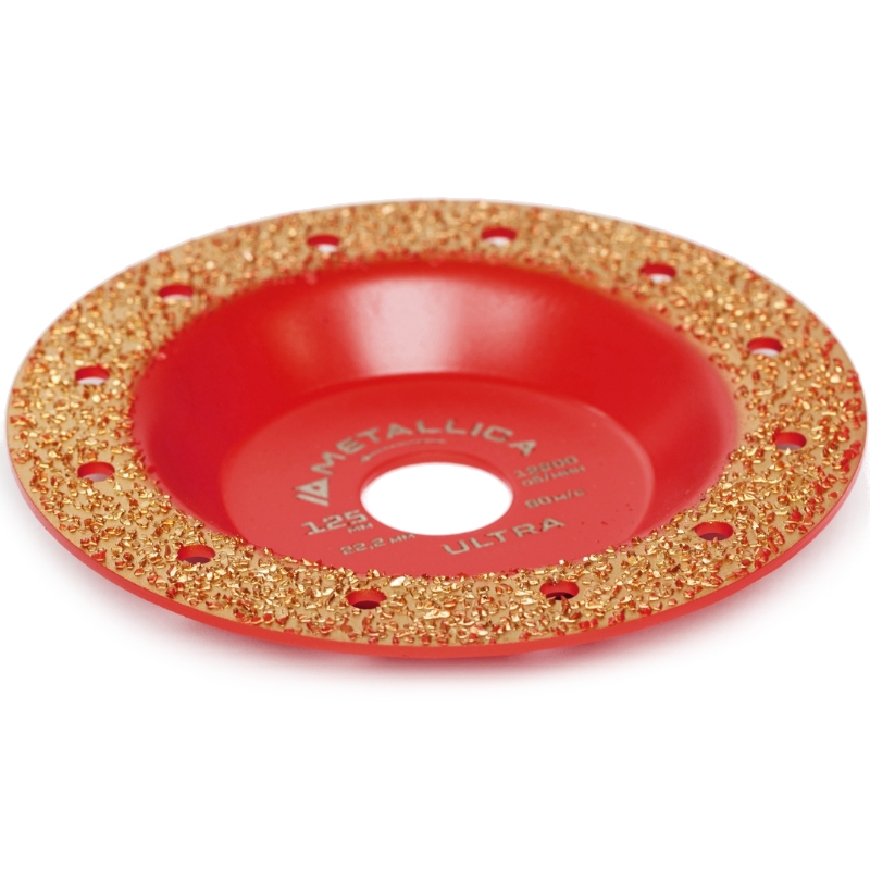 Чашка твердосплавная шлифовальная METALLICA Ultra 125х22,2 мм, #14, плоская, по дереву. В кор. Чашка твердосплавная шлифовальная METALLICA Ultra 125х22,2 мм, #14, плоская, по дереву. В кор.