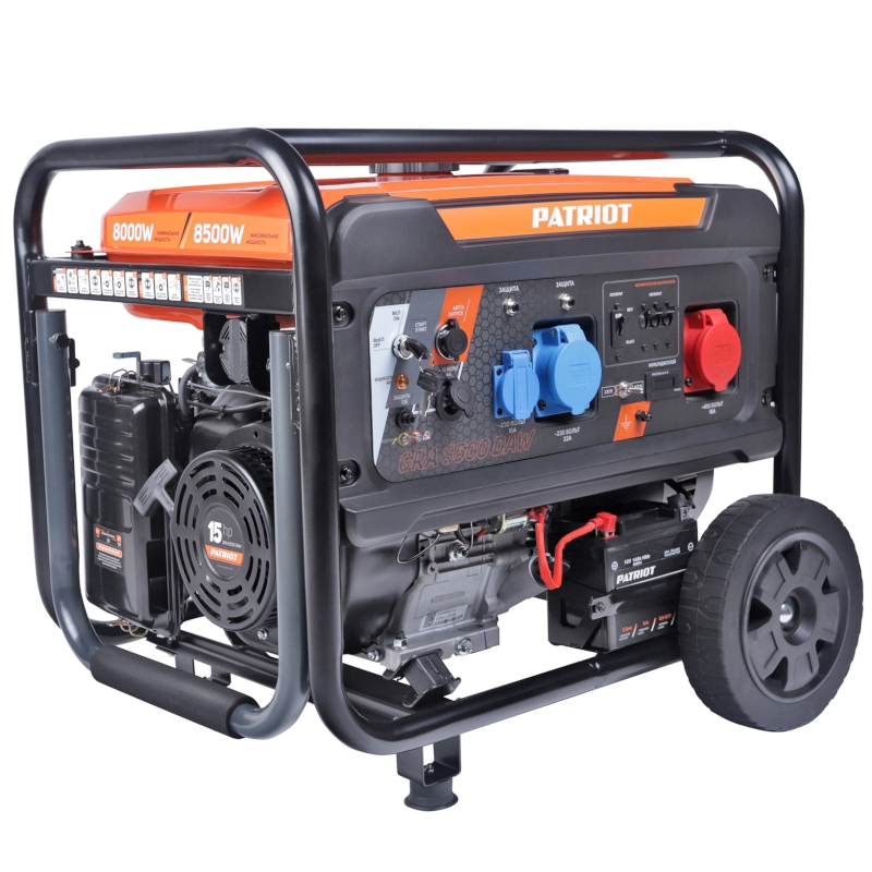 Генератор бензиновый PATRIOT GRA 8500 DAW, 15лс, 8500Вт, объем 25л