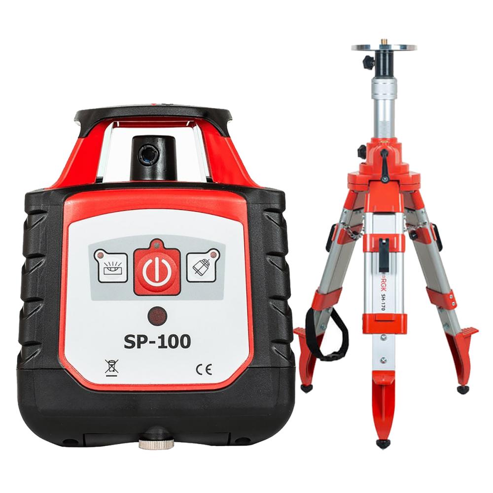 Комплект ротационный нивелир RGK SP-100 + элевационный штатив RGK SH-170