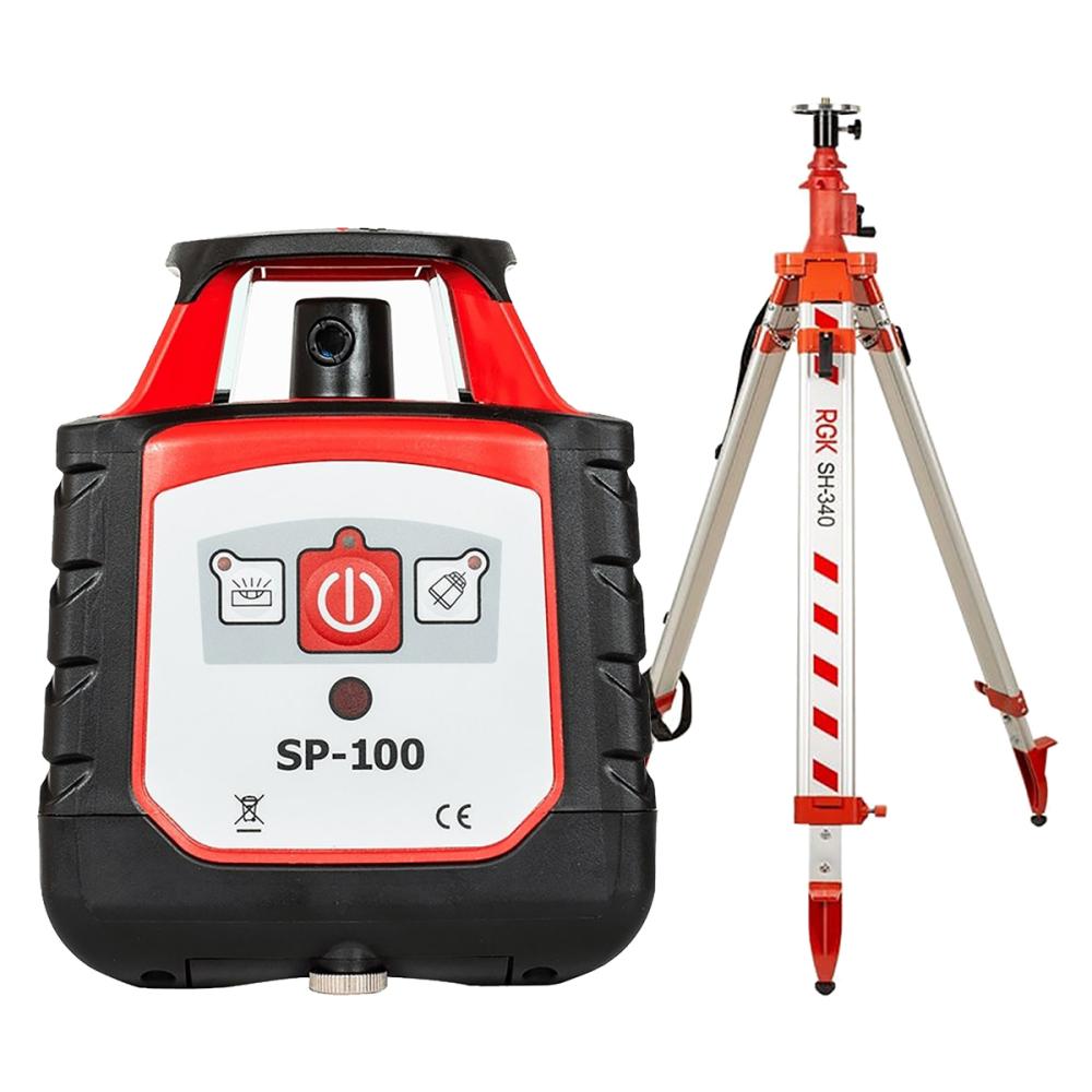 Комплект ротационный нивелир RGK SP-100 + элевационный штатив RGK SH-340