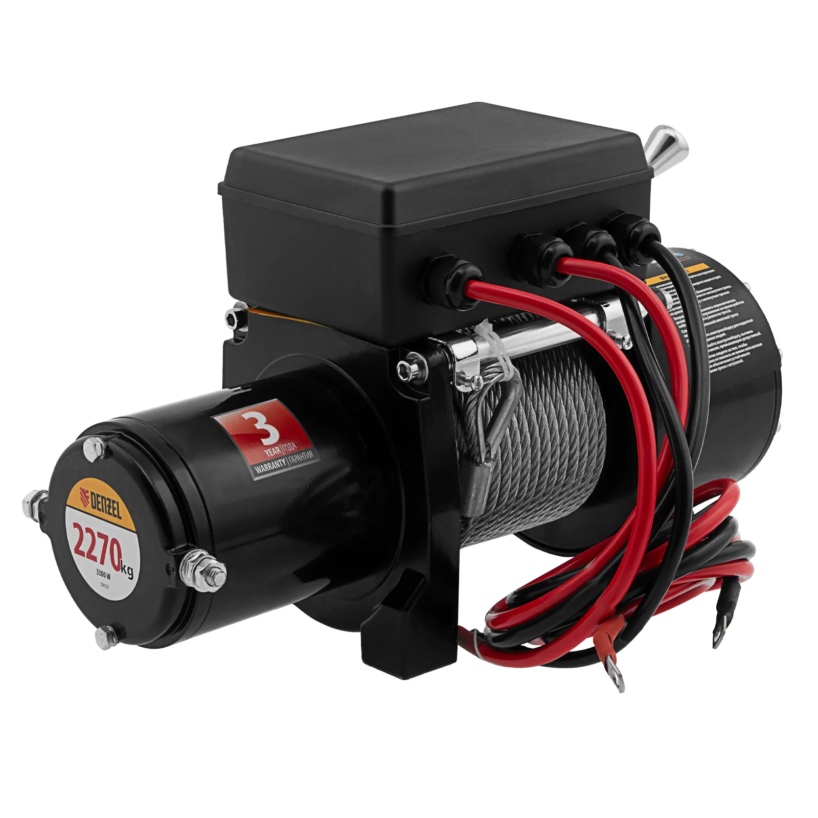 Лебедка автомобильная электрическая Denzel LB-2200, 2.2 т, 3.3 кВт, 12 В