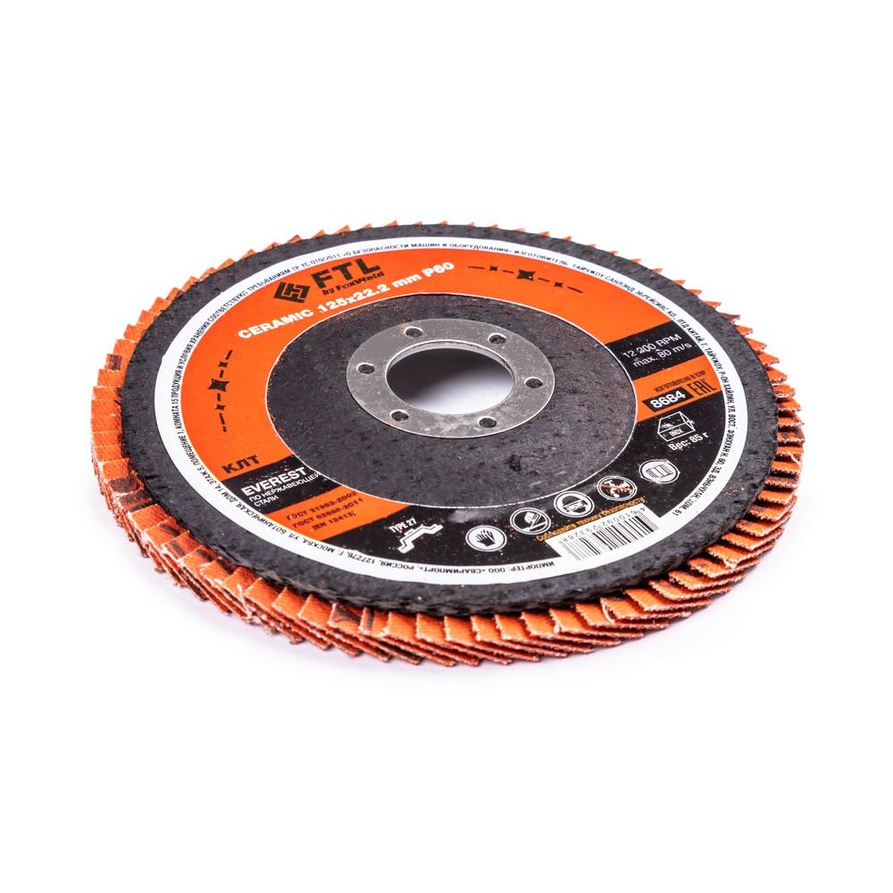 Круг лепестковый с керамическим абразивом для шлифования по нержавеющей стали FoxWeld FoxWeld FTL Ev, 10 шт