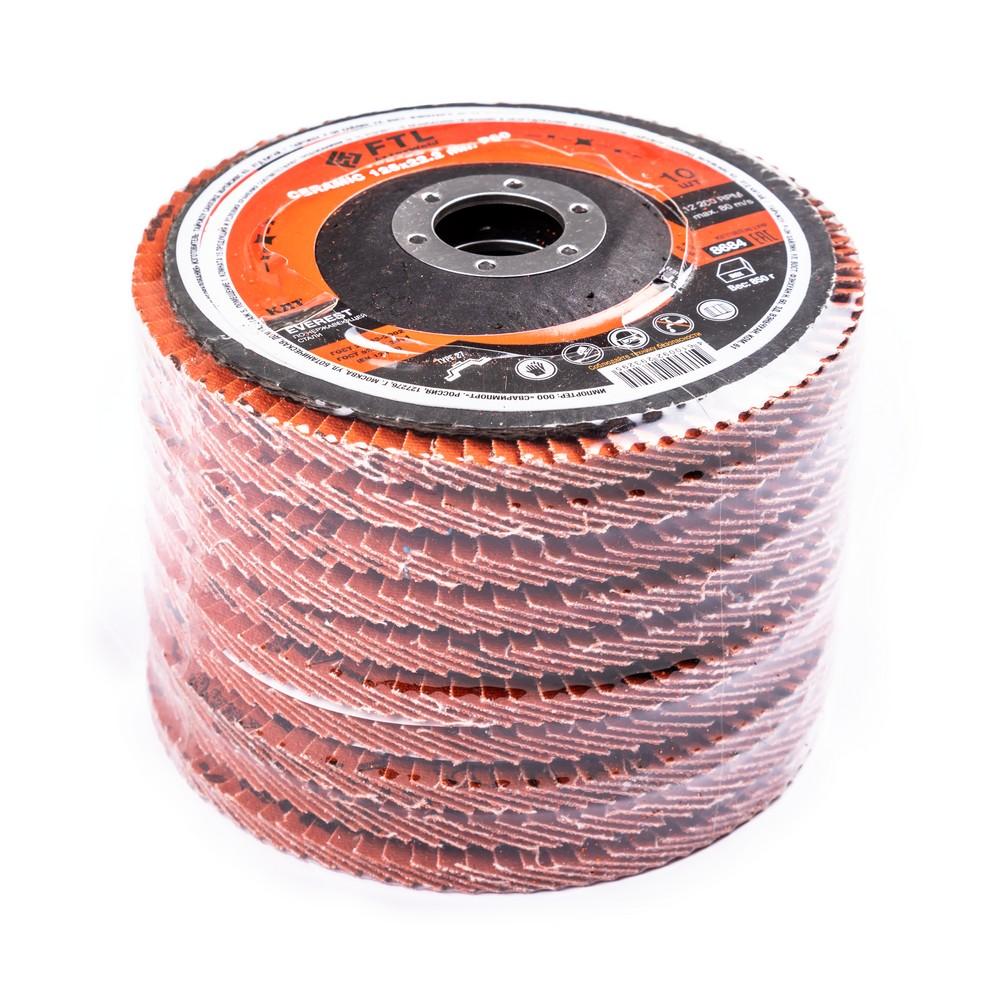 Круг лепестковый с керамическим абразивом для шлифования по нержавеющей стали FoxWeld FoxWeld FTL Ev, 10 шт