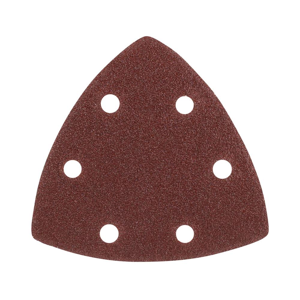 Треугольник шлифовальный PATRIOT на липучке / 80х80х80мм / Р80 / 6 отверстий / 5 шт / абразивный