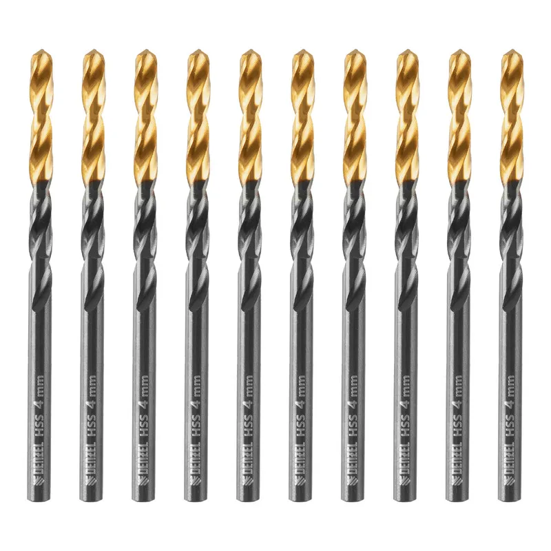 Сверло по металлу Denzel 4 мм, HSS-Tin, Golden Tip, 10 шт.