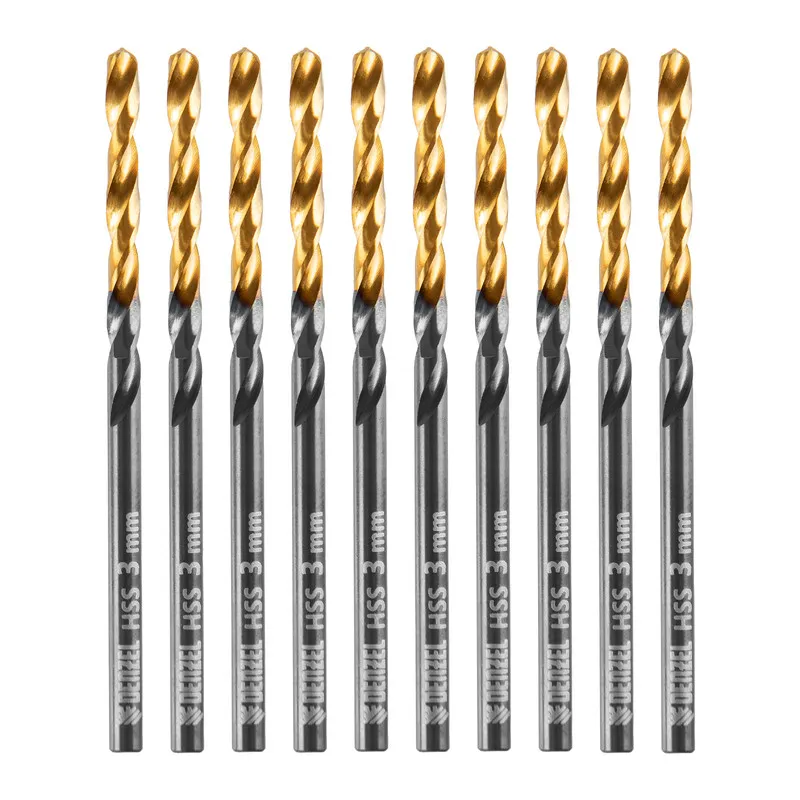 Сверло по металлу Denzel 3 мм, HSS-Tin, Golden Tip, 10 шт.