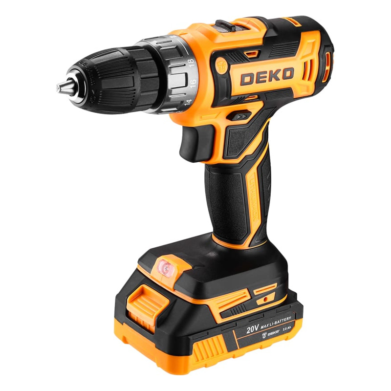 Аккумуляторная дрель-шуруповерт DEKO DKCD20FU-Li в кейсе + набор 63 инструмента для дома, 20В, 2х2.0