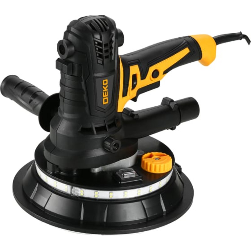 Шлифмашина эксцентриковая сетевая DEKO DKG900, 180 мм, 900 Вт, для стен и потолков, с LED подсветкой